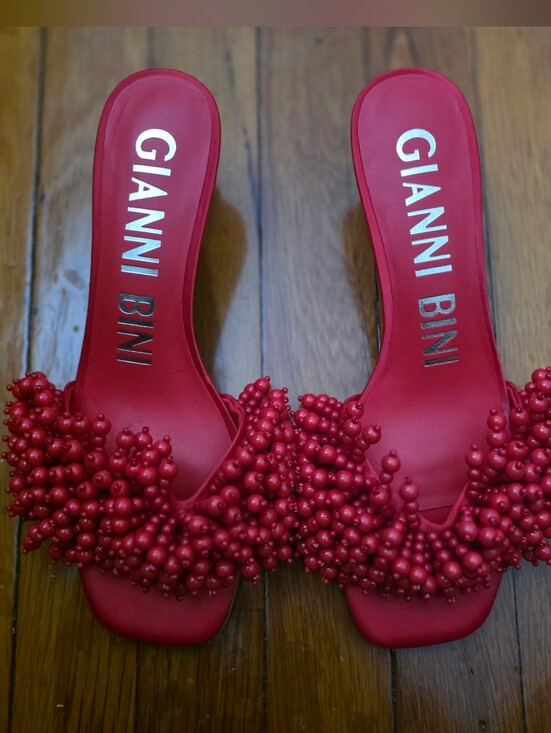 Gianni Bini Shoes - Gianni Bini Red Beaded Slide Mules